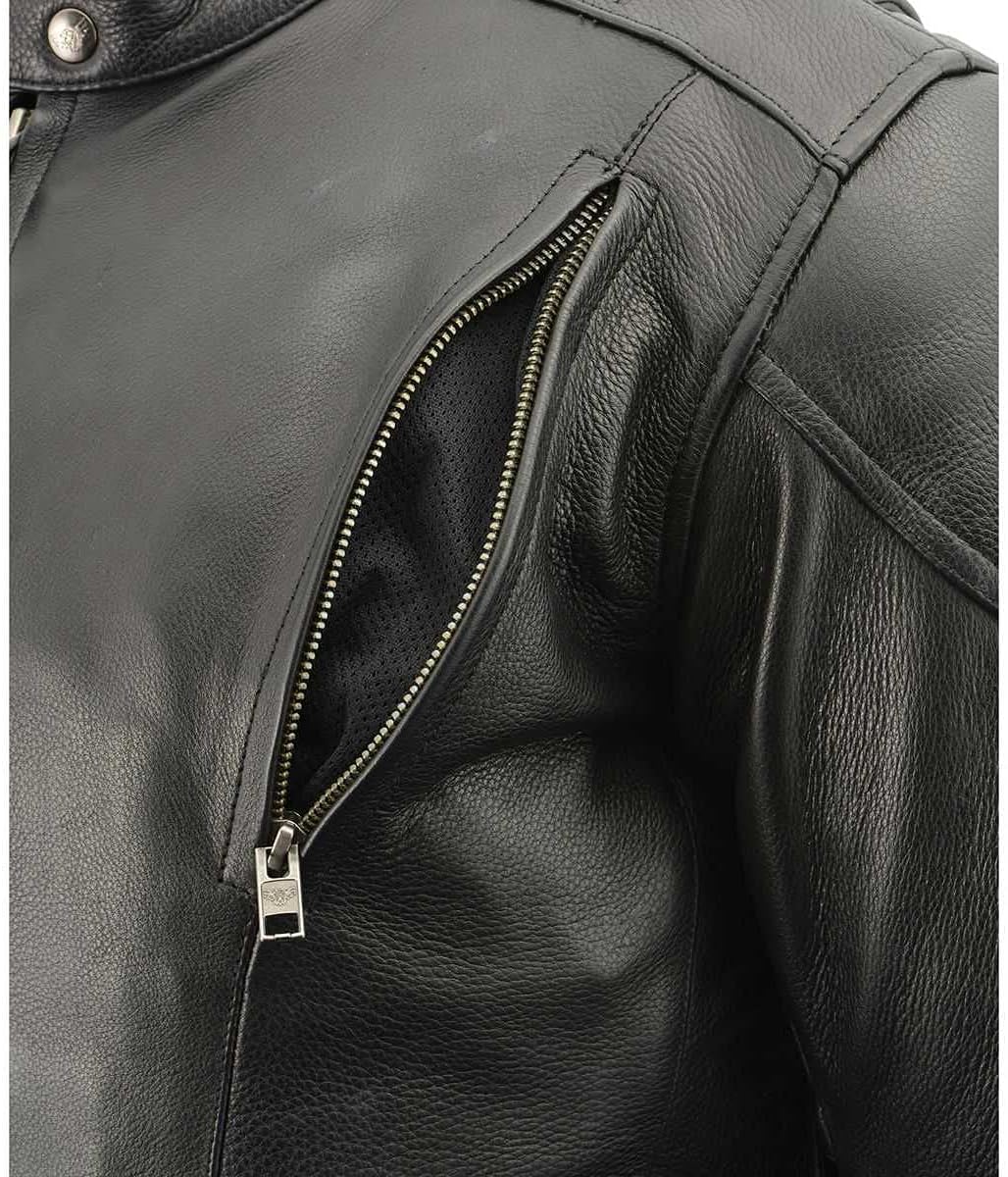 Milwaukee Leather ML1010 Men's Side Lace Vented Black Leather Scooter Jacket