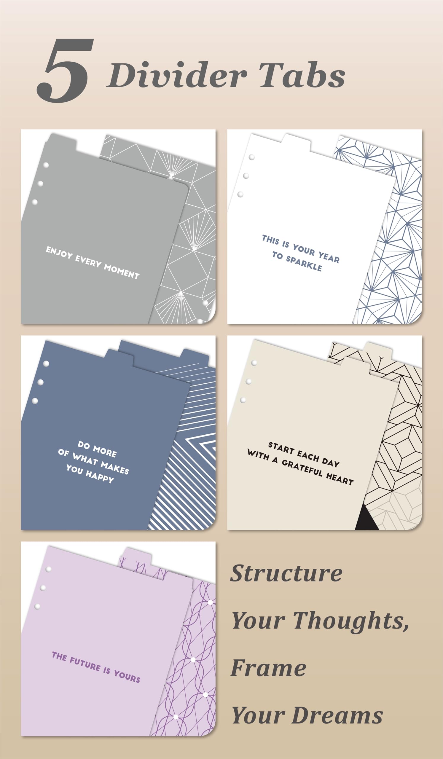 Luxury Journal - Agenda in pelle formato A5, con 80 fogli, 5 divisori, tasca rimovibile con cerniera, organizer ricaricabile senza data per lavoro, scuola, uso personale, marrone moka