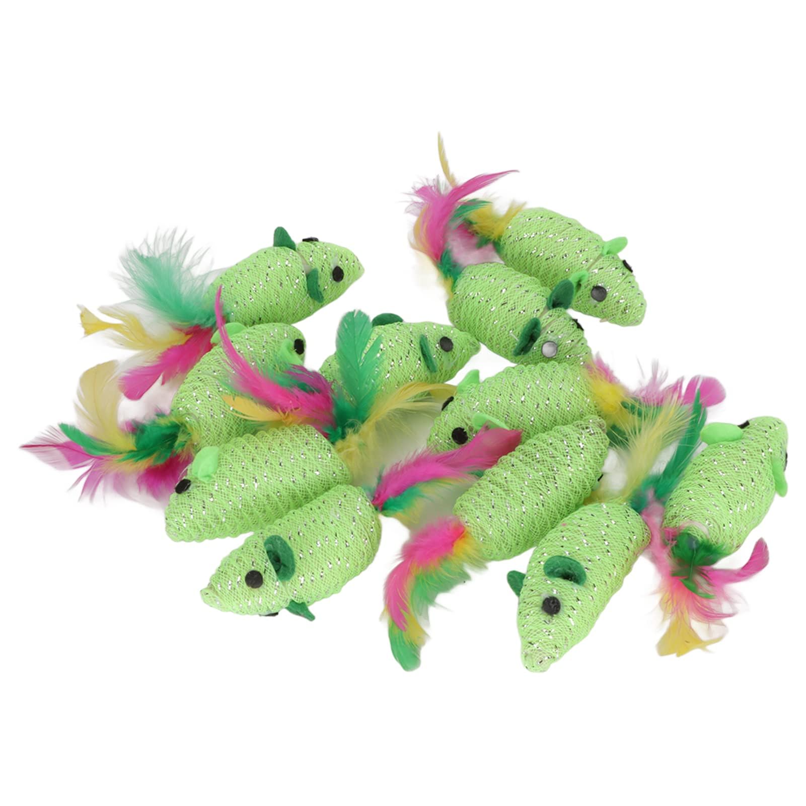 11PCS Chat Souris Jouets, Multi-usages Couineur Hochet Chat Jouets Souris Interactive Chat Jouet Souris Pour Chats D'intérieur Vert