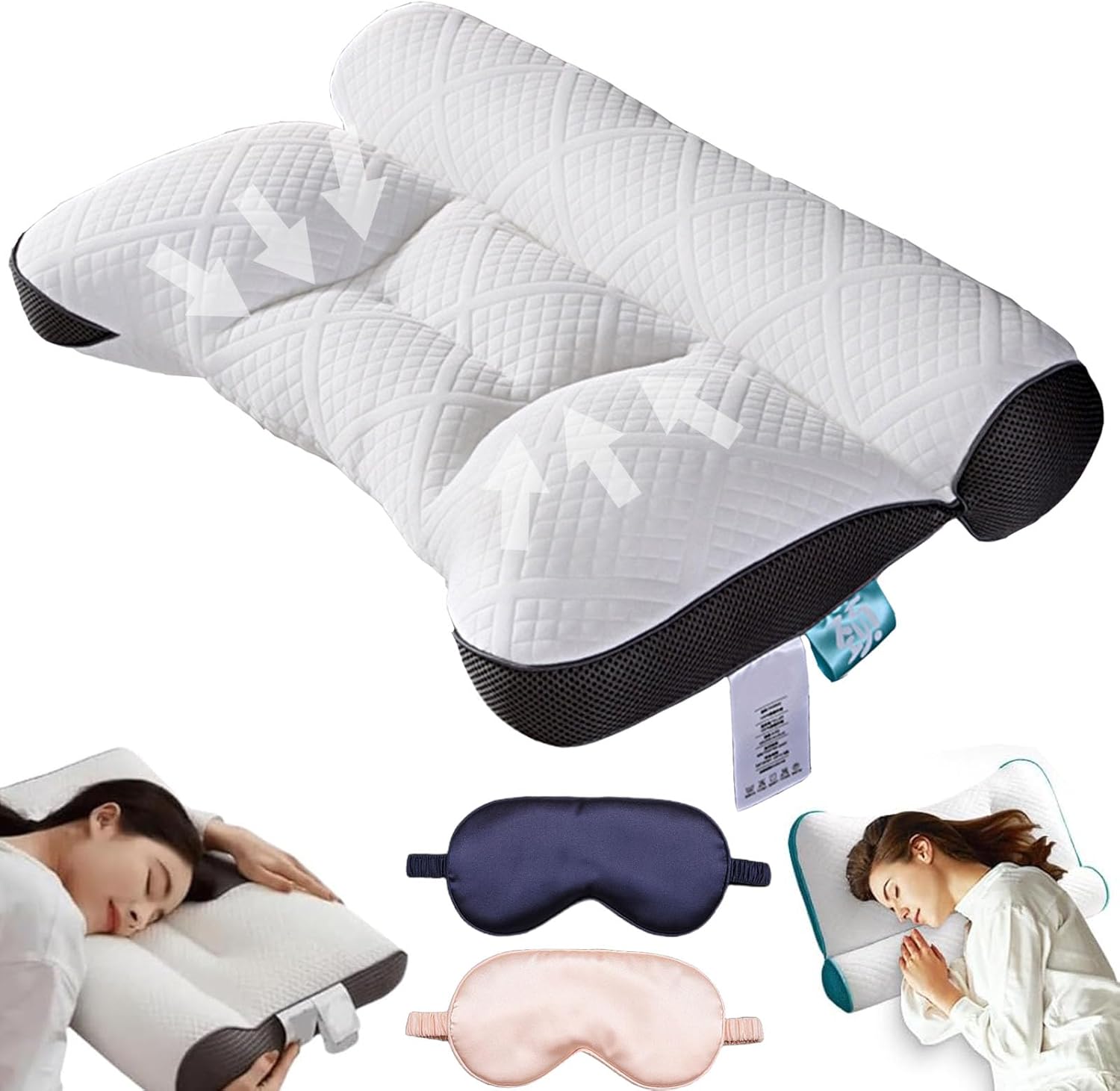 Cloud Nest Down Pillow, Auricz Pillow, Sleep Enhancing Cervical Support Comfort Goose Down Pillows, Ergonomic Neck Support Pillows for Side Sleep Stomach Sleeping and Back Sleeper (Grey)