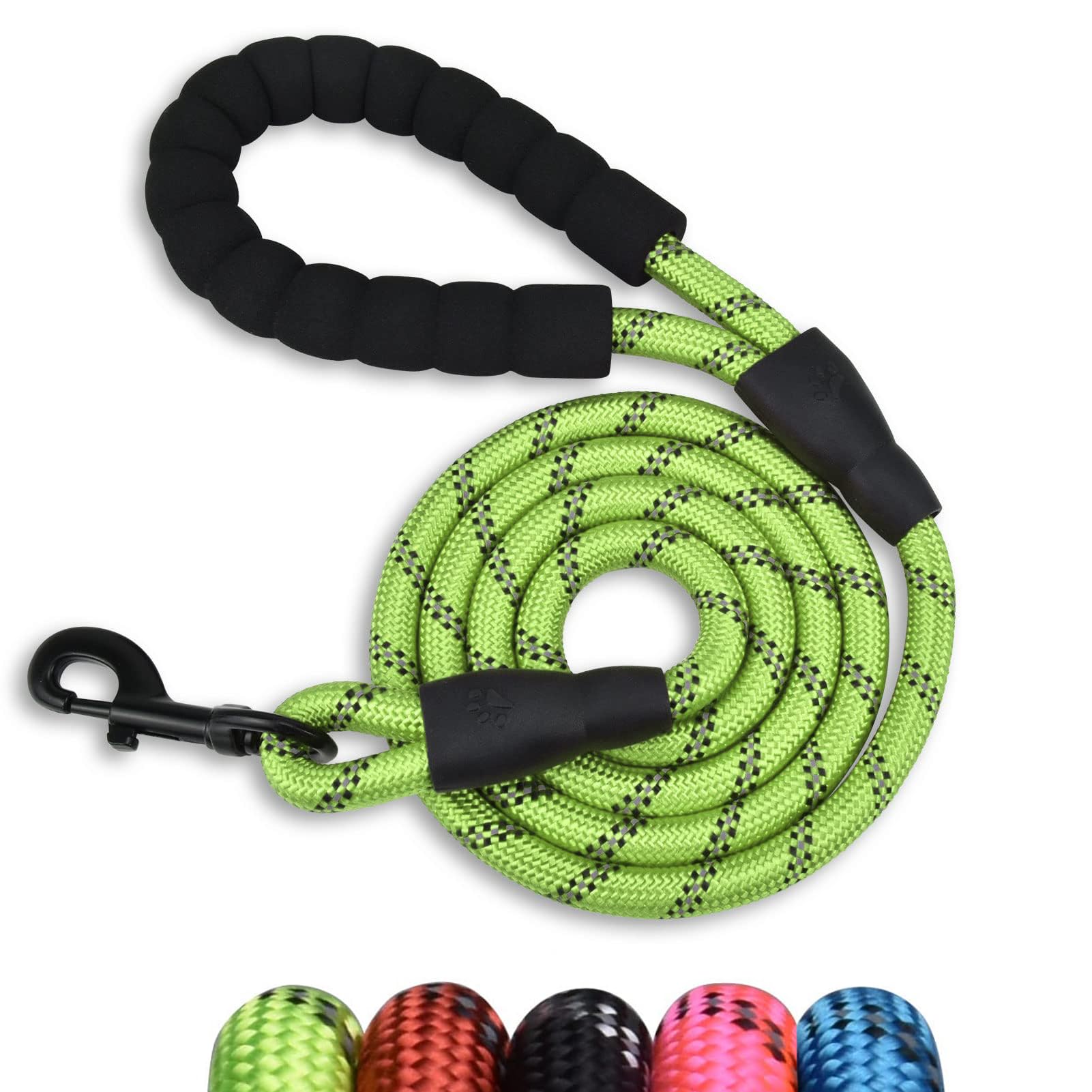 Slip Rope Dog Lead with Comfortable Padded Handle,1.5/2 m Reflective Dog Lead and Multi-Colour for Dogs 1.2 cm (Green, 200 * 1.2cm)