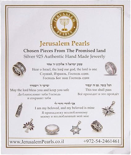 Vista 3 de Colgante clásico de plata 925 de estrella mesiánica de David con cruz, Israel Jerusalén Tierra Santa Regalo Plata maciza 925 Collar