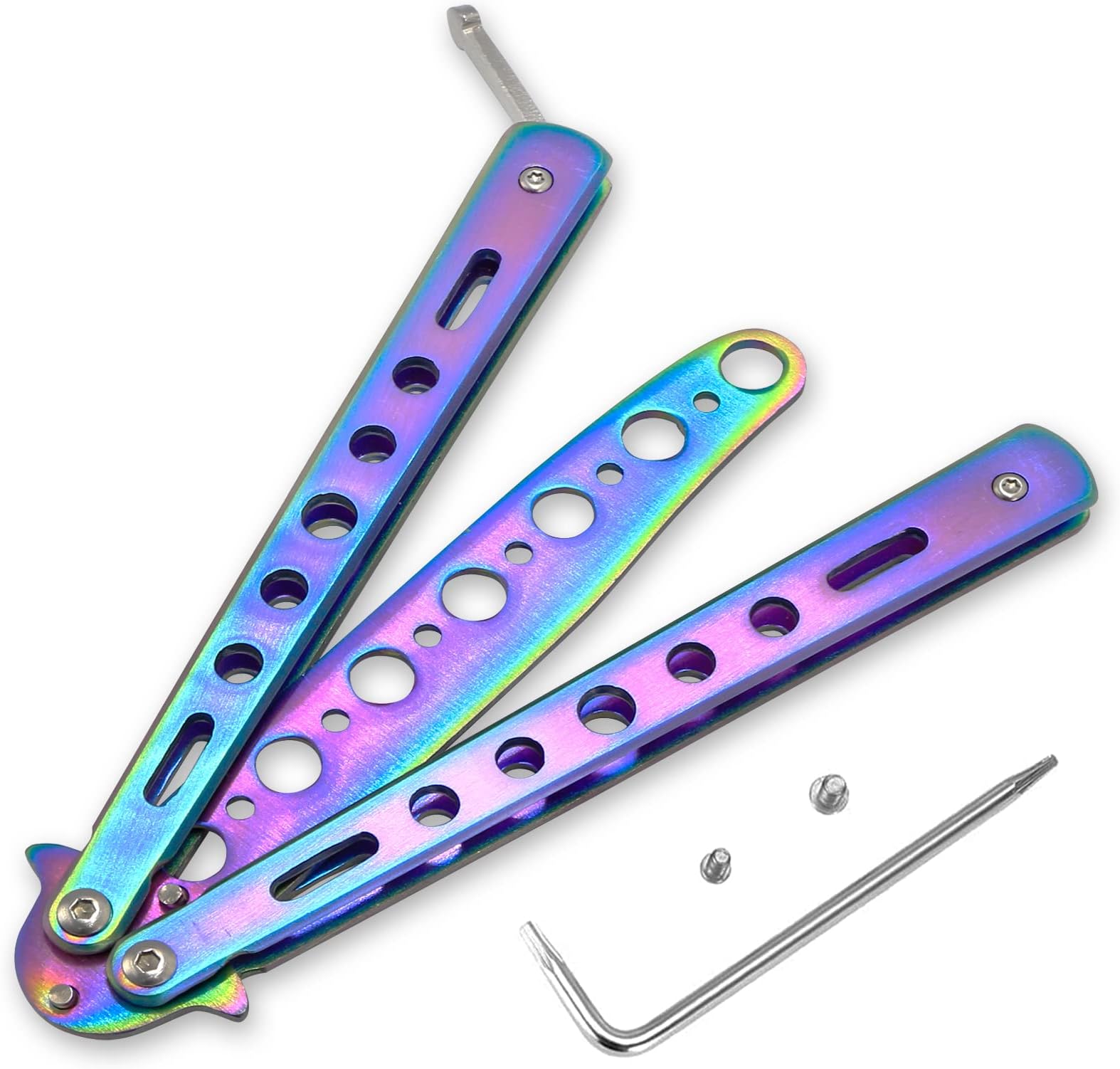 MORDEN MS Practice Finger Trainer Tool, Steel Metal Folding Balisong Tool with Latch for Training and Practicing Flipping Tricks