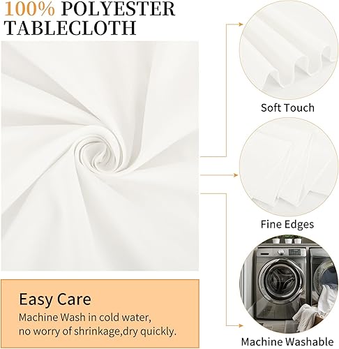 Miniatura 29 de Paquete de 10 manteles redondos de 120 pulgadas, mantel de poliéster blanco para mesa redonda, resistente a las manchas y a las arrugas, mantel