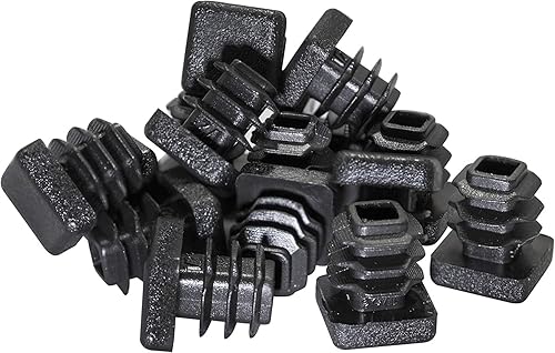 Vista 71 de Prescott Plastics Tapones de agujero de plástico acanalado de perímetro exterior de 1/2 pulgada (0.500 in), tapas cuadradas de tubo de metal negro