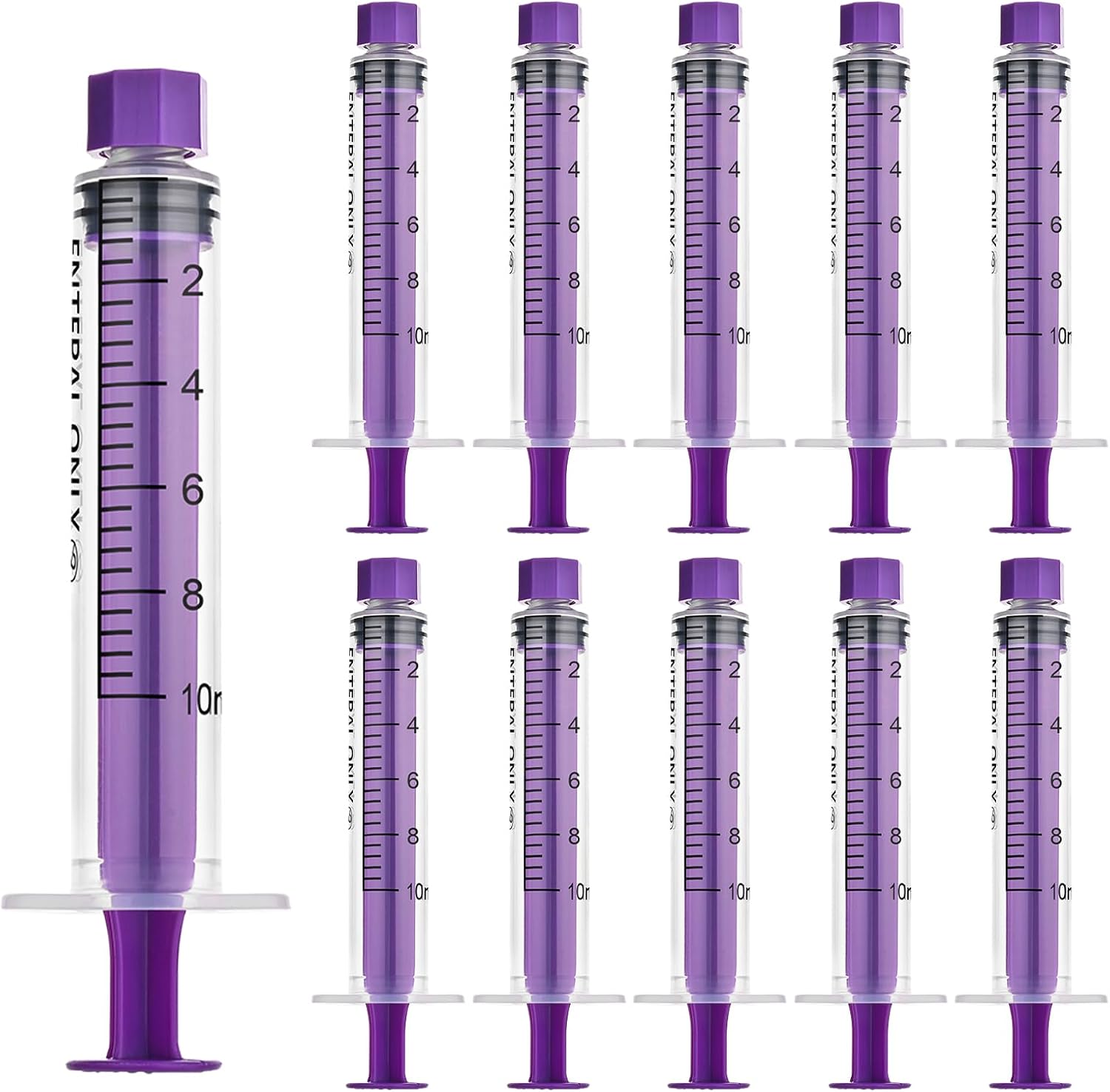 10ml Syringe with Cap, 10cc Plastic Syringes for Liquid, Feeding, Individually Wrapped 50 Pack