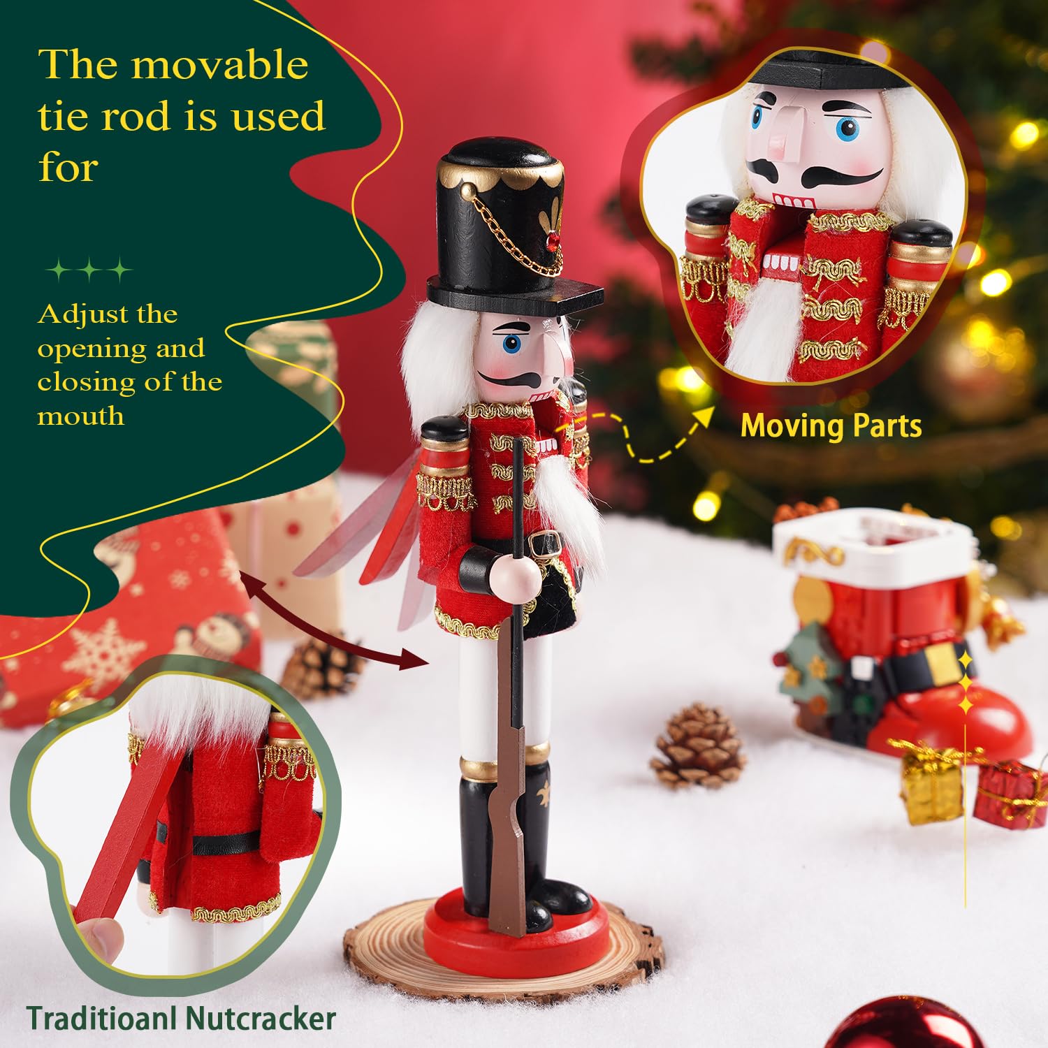 COMBIUBIU 4PCS Wooden Christmas Decorations Nutcracker Soldier - Image 4