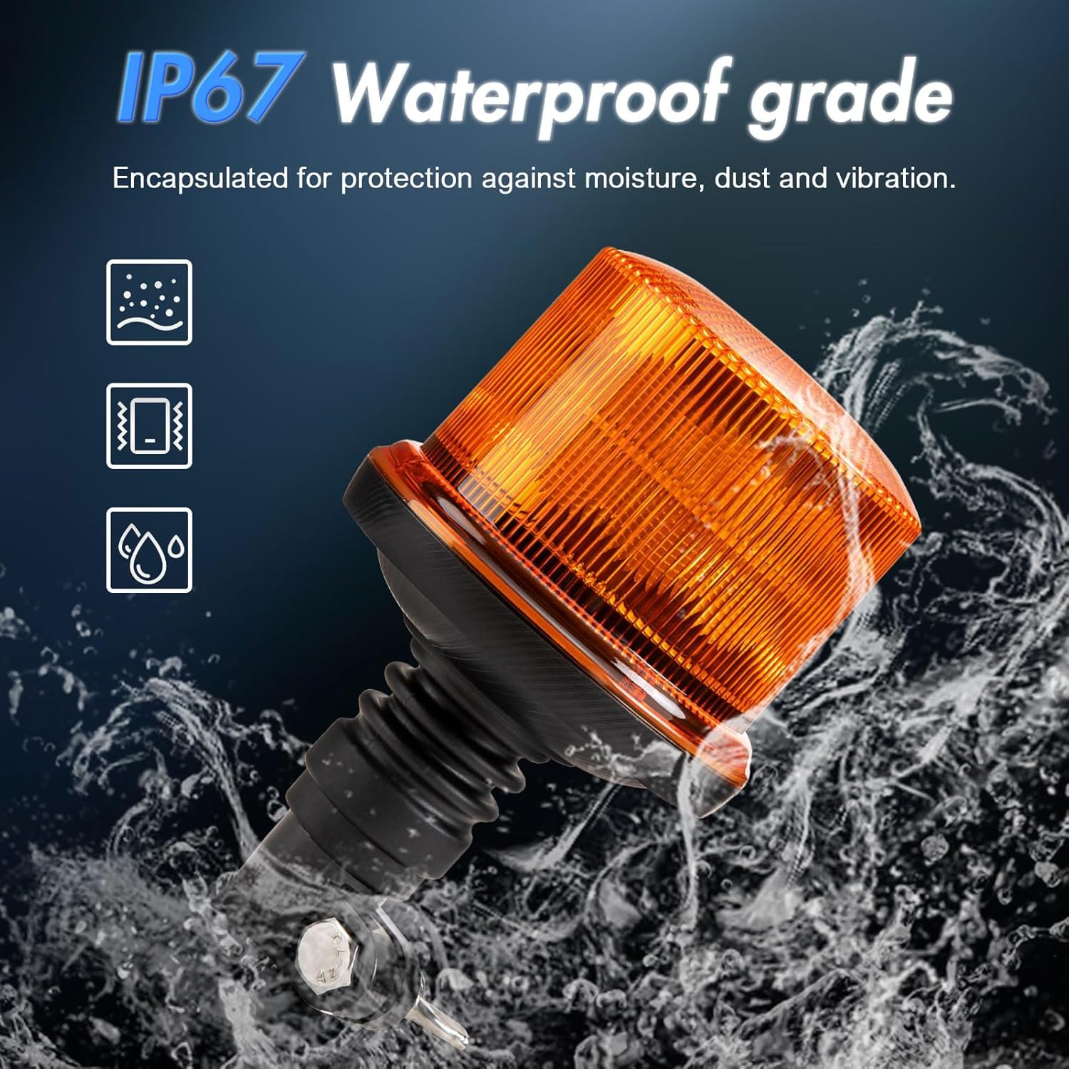 2 Stück LED Rundumleuchte, Orange Warnleuchte, 4 rotierende Muster 1 Kreuzfahrt 12V-24V DC IP67 für Auto, UTV, Traktor, Gabelstapler, Golfwagen