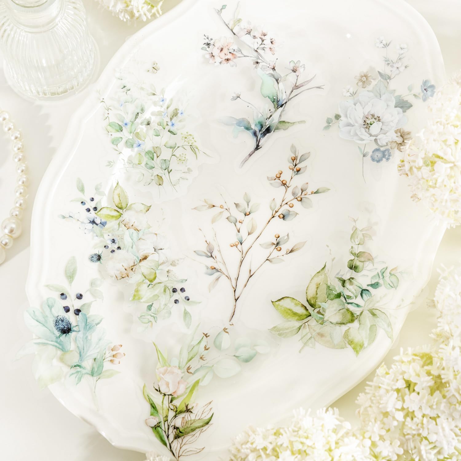 120 PCS Pastel Watercolor Nature Floral Botanical Stickers - Elegant Scrapbooking Supplies Vintage Flower Stickers for Journals, Christmas Decoration, Wedding Card, Wedding Planner