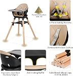 Chaise haute bébé, 6 en 1 Chaises hautes convertibles en bois pour bébés et tout-petits, bébé HighChair avec double bac amovible & Repose-pied réglable