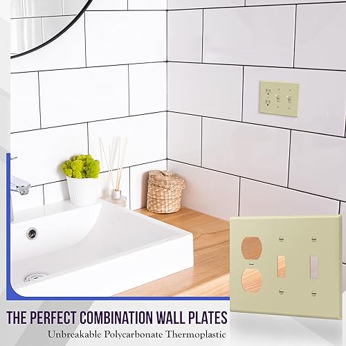 Miniatura 3 de ENERLITES Placa de pared combinada de triple banda, interruptor de palanca dobleplaca de cubierta de receptáculo dúplex individual, tamaño estándar
