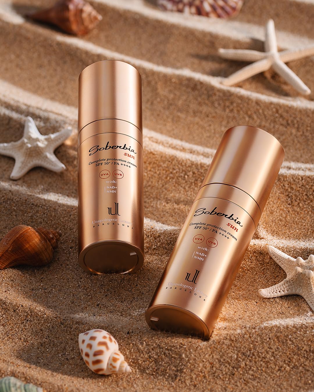 Soberbia Sun SPF 50+ Unapologetic Luxury – Crema Antiedad Global y Protector Solar Facial con NAD+ y NMN | Protección UVA/UVB, Luz Azul y Polución | Tecnología Airless, 30ml