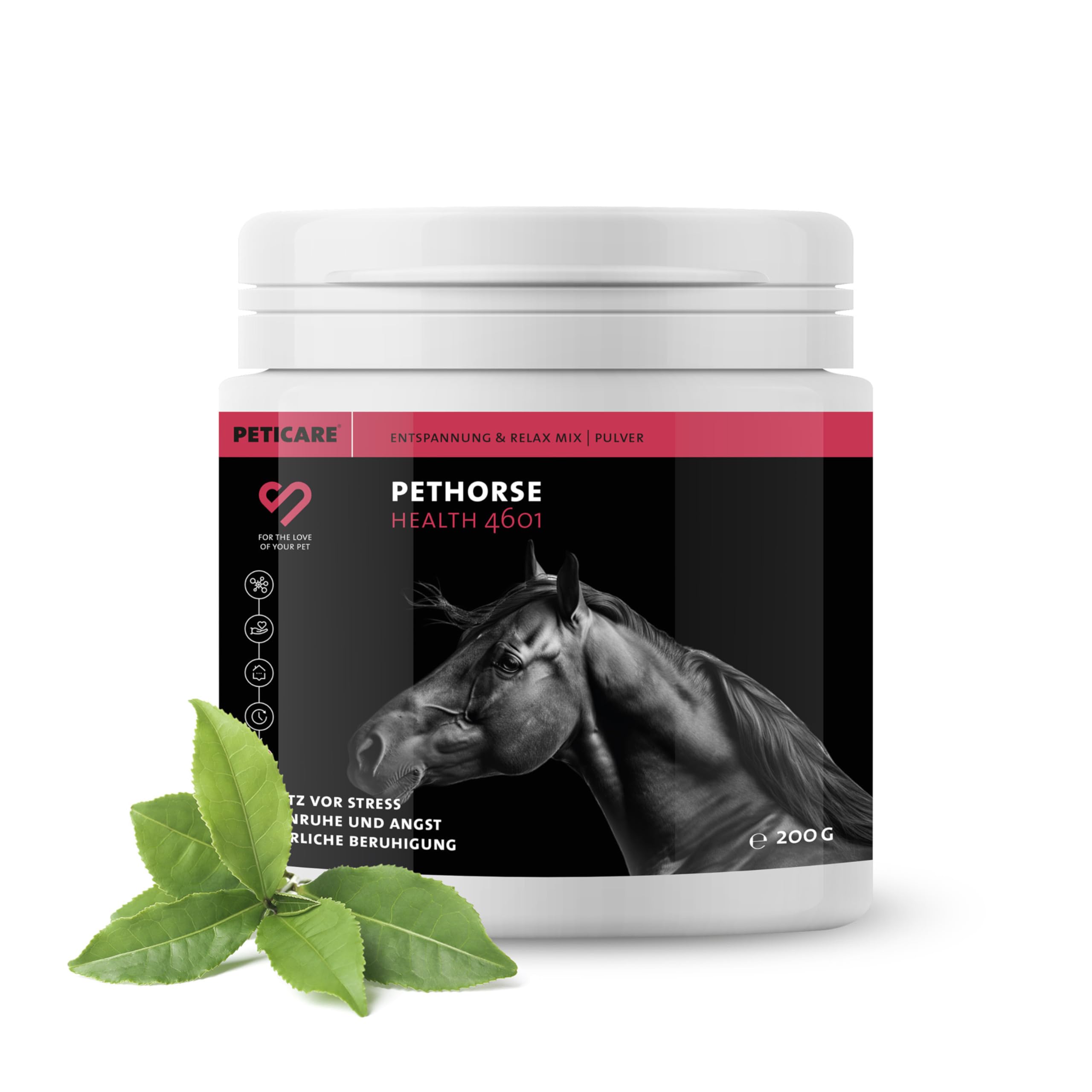 Peticare Relax-Mix Polvo para Caballos | Suplemento alimenticio calmante | Ingredientes Naturales, con valeriana y ashwagandha | Alivio del estrés y relajación | petHorse Health 4601