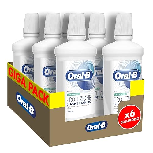Oral-B Collutorio Protezione Gengive e Smalto 6x500ml, Pulizia Denti e Igiene Orale Completa, Sapore Menta Fresca