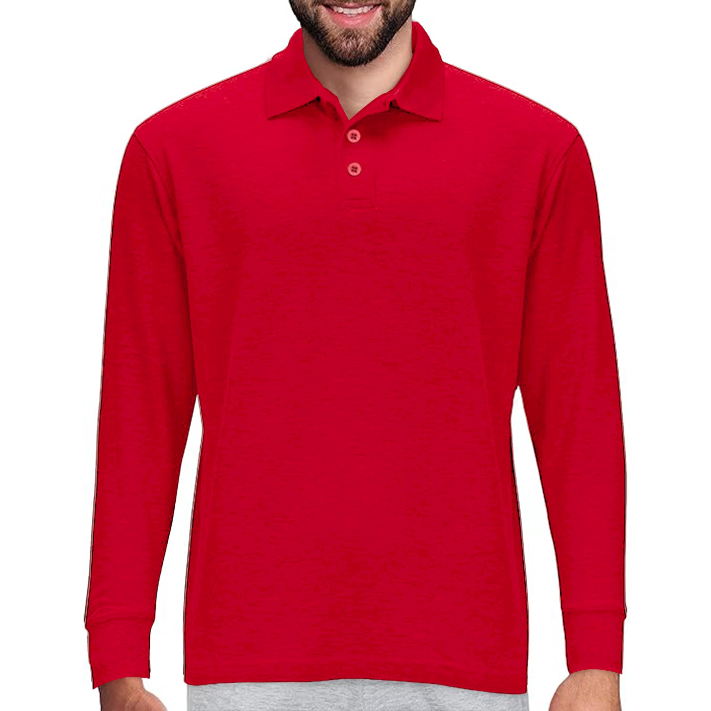 Long Sleeve Polo Shirt for Men, Cotton-Blend Fabric Golf Shirt with Collar, 3-Button Plac…