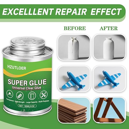 Miniatura 4 de Super Glue, pegamento transparente con pincel, adhesivo fuerte multiusos de 4 oz, pegamento super instantáneo multiusos para madera, cerámica,