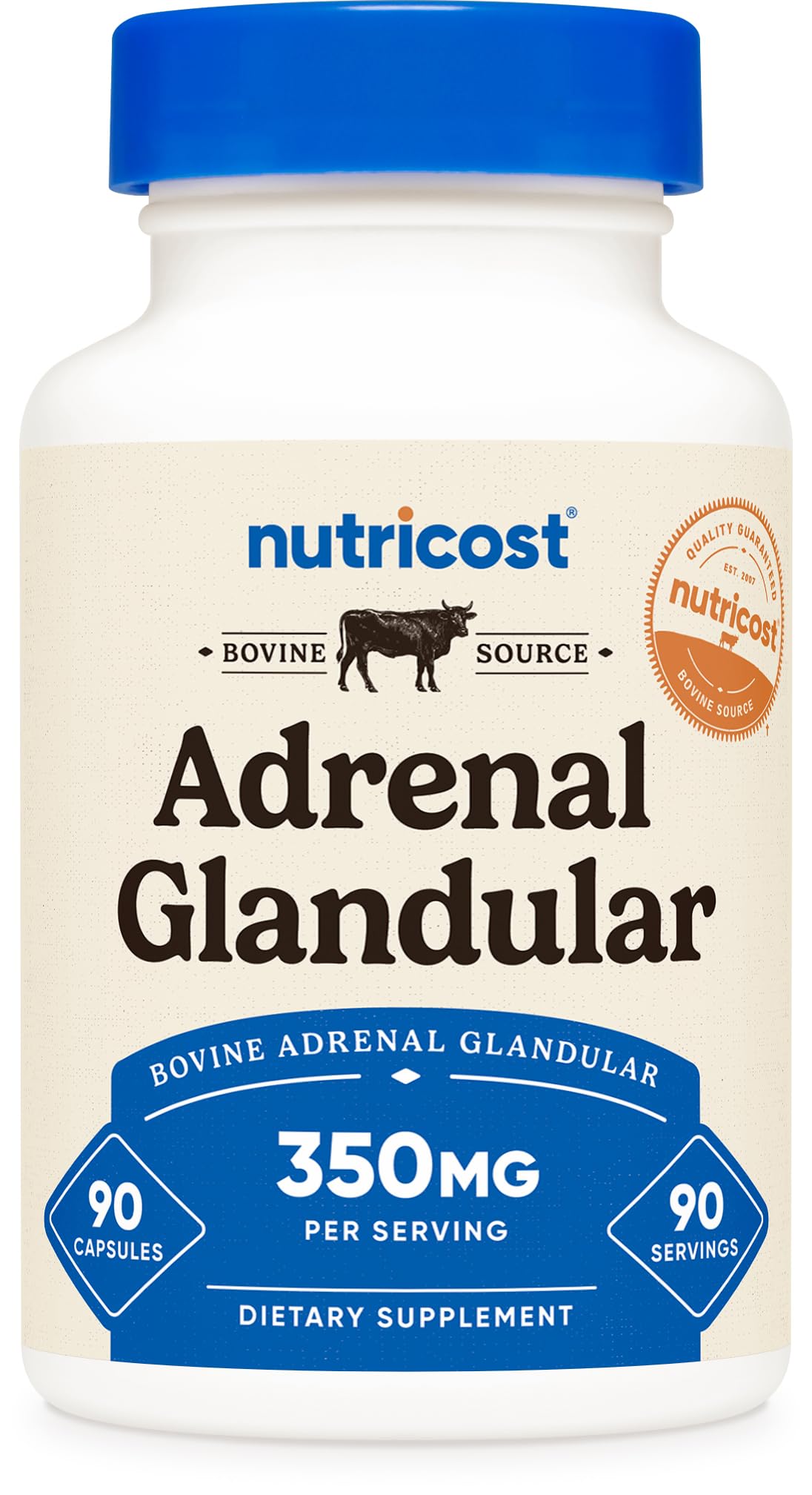 Nutricost Adrenal Glandular (350mg) 90 Capsules - Bovine Adrenal Cortex Supplement, GMO-Free, Gluten-Free