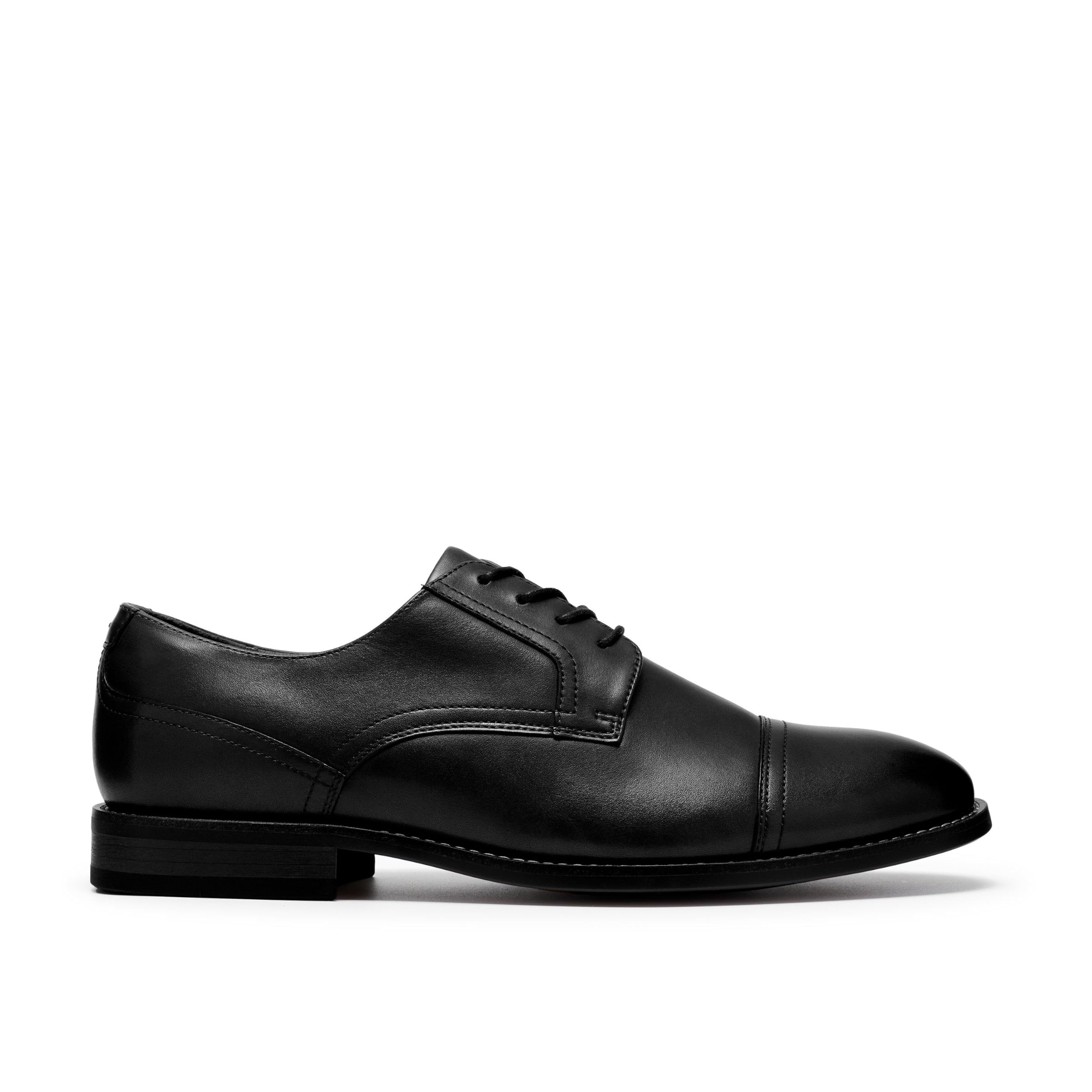 Clarks Mens Bowburn Cap Black Leather Derby Shoes,Lace Up