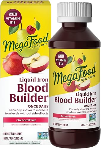 MegaFood Suplemento de hierro líquido para mujeres, hombres y niños, clínicamente demostrado que aumenta los niveles de hierro sin estreñimiento,