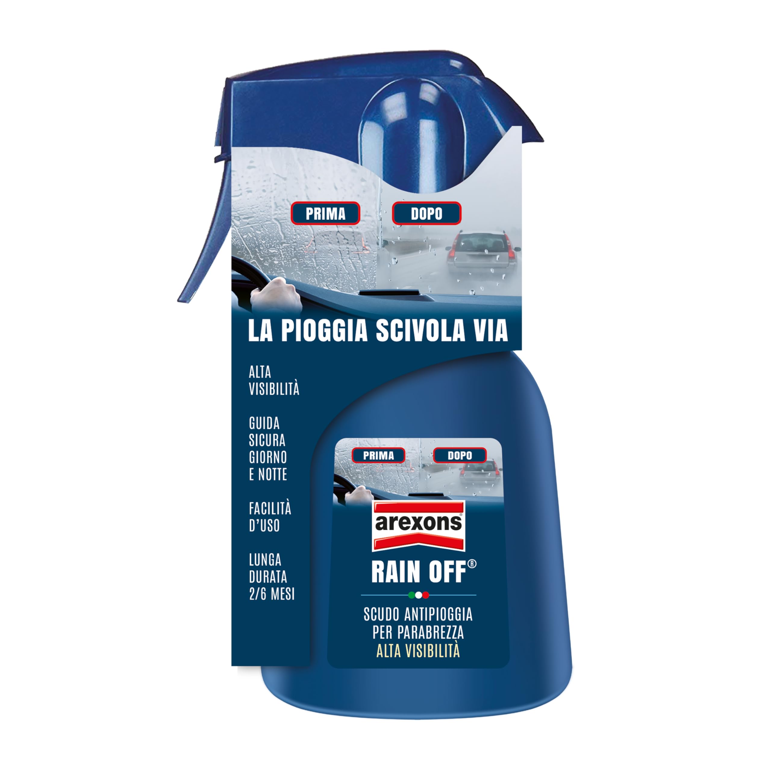 Arexons TRATTAMENTO ANTIPIOGGIA PER PARABREZZA  200 ml RAIN OFF LUNGA DURATA