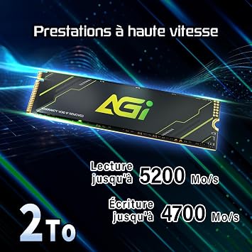 AGI 2TB AI818-43 PCIe NVMe M.2 Gen4x4 SLC Cache 3D NAND Flash Internal Solid State Drive SSD with Graphene Heat Sink (R/W Speed up to 5230/4780 MBs)
