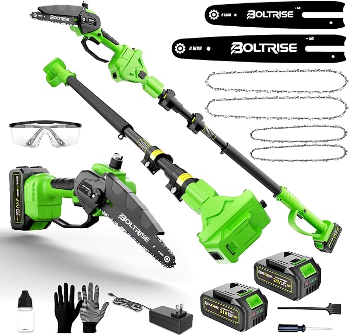 3-in-1 Electric Pole Saw, 8 Inch & 6 Inch Mini Chainsaw with Extension Pole