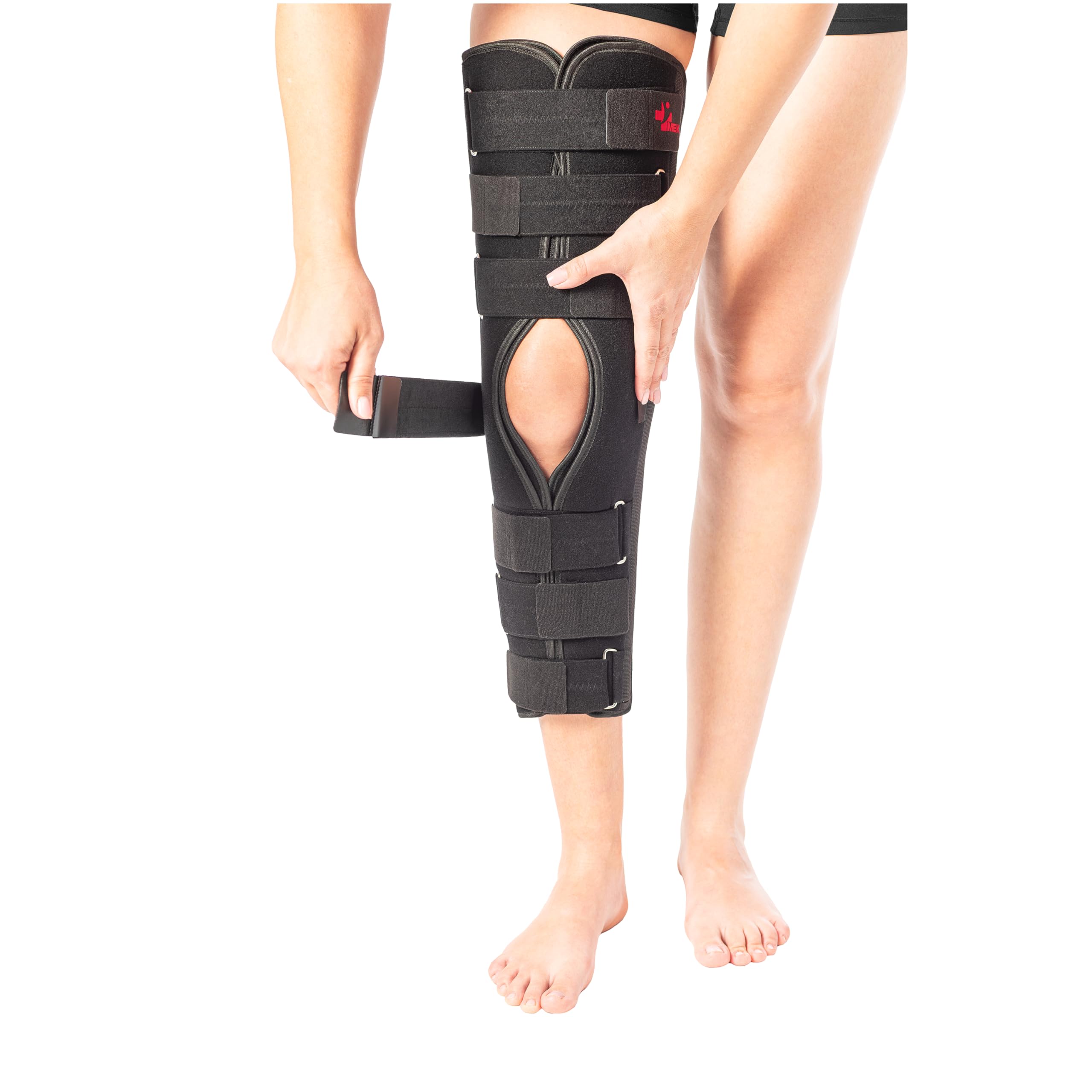 Knie Immobilisator & Knieschiene 60cm Beinschiene Knie zur Ruhigstellung (0 Grad) - Medizinprodukt aus der EU - 3-teilige Knieorthese mit 4 Schienen zur Stabilisierung nach OP oder Verletzung (S-M)