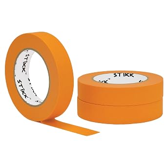 STIKK Painters Tape - 3pk Orange Painter Tape - 1 inch x 60 Yards - Paint Tape for Painting, Edges, Trim, Ceilings - Masking Tape for DIY Paint Projects - Residue-Free Painting Tape