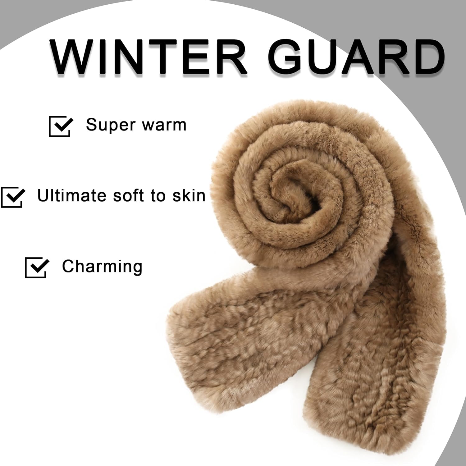 Fur Story Women's Rex Rabbit Fur Scarf Ladies Winter Warm Knitted Long Crochet Fashion Scarf Scarves for Women Men