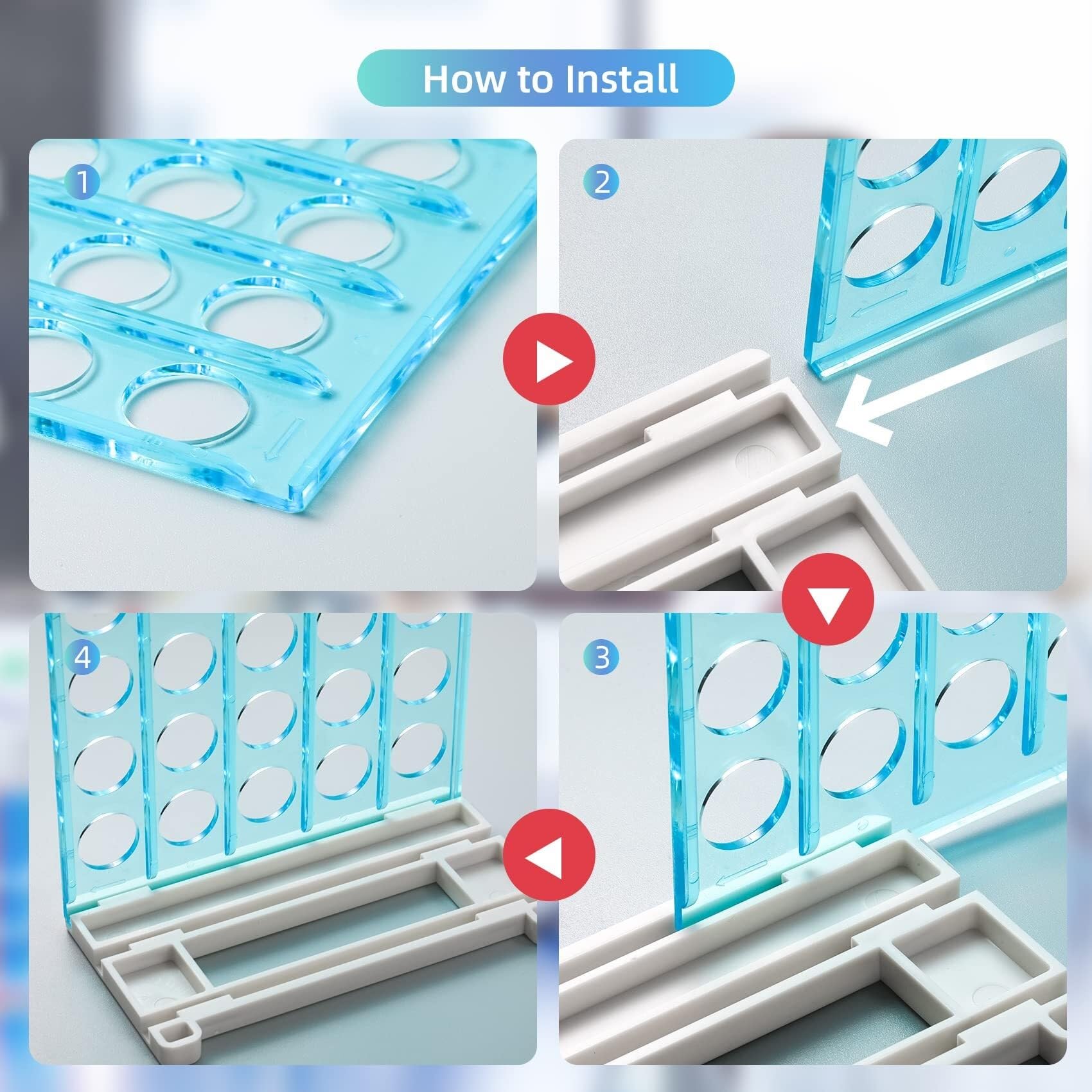 Estante de tubo de prueba de acrílico, Gradilla de tubos ensayo plástico azul for 16 mm, 50 orificios, soporte laboratorio for aula