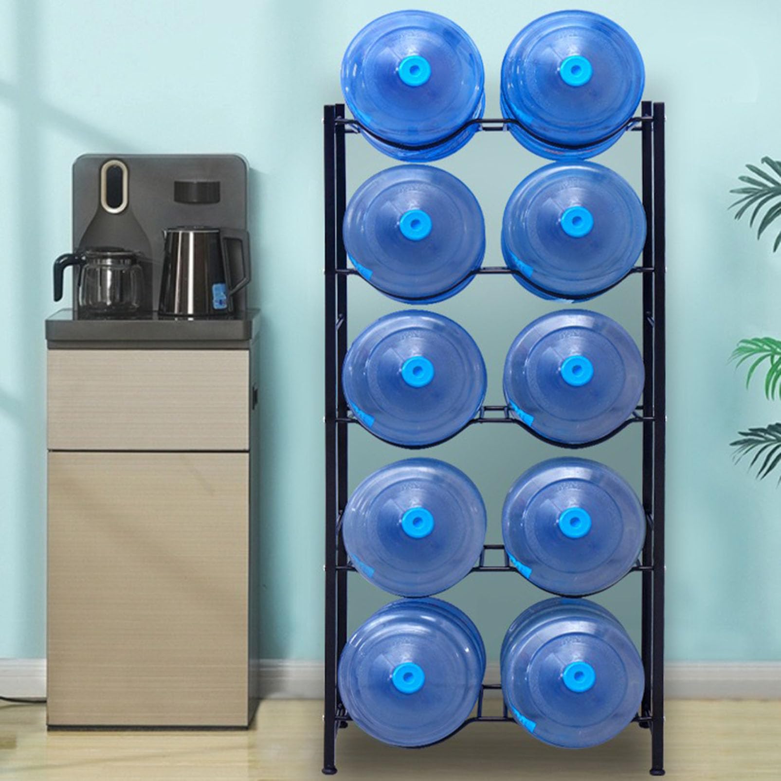 Soporte para botellas de agua de 5 galones, organizador resistente para almacenamiento de enfriador de agua, soporte dispensador que ahorra espacio para oficina, cocina, almacén