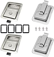 Vista 5 de Paquete de 1 cerradura de puerta de acero inoxidable resistente con mango de montaje empotrado para caja de herramientas de remolque, pestillo