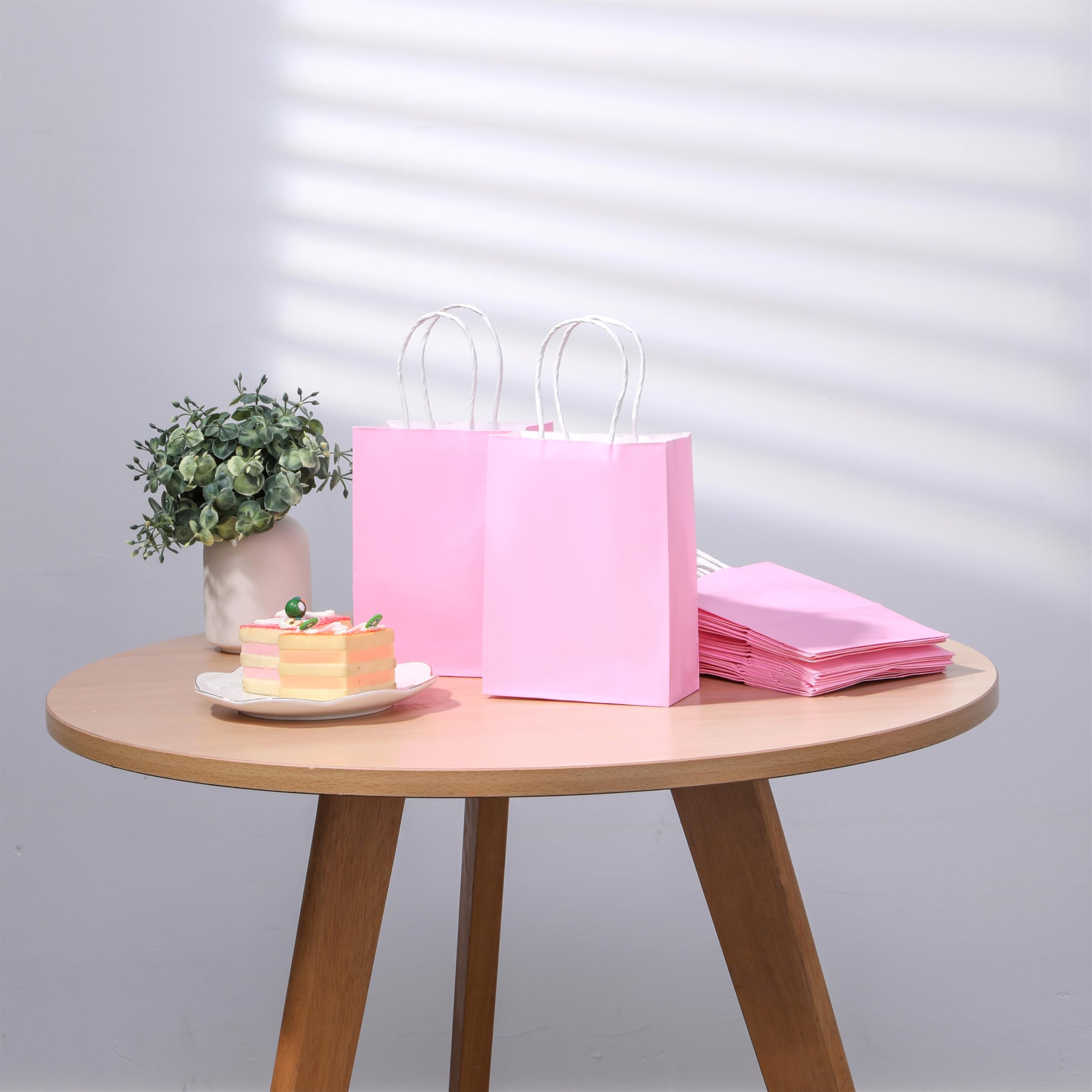 SUNCOLOR 25 bolsas de regalo pequeñas de 6 pulgadas con asa para bolsas de regalo de fiesta (rosa)