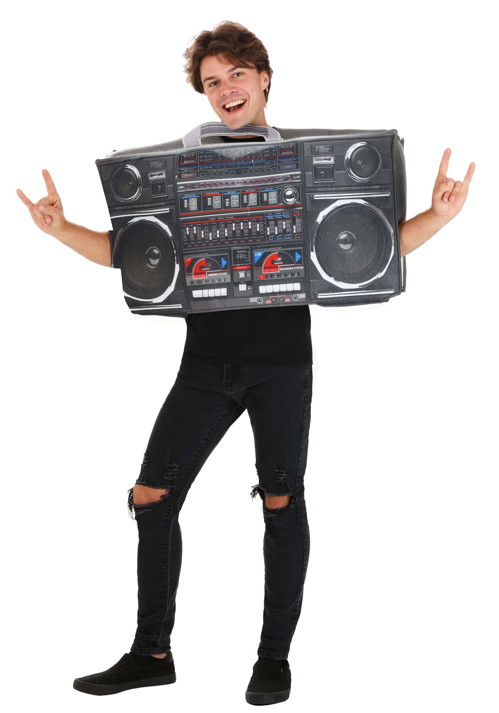 Retro Boombox Costume for Adults - Foam-Backed Felt Tunic & Hook-and-Loop Fastener
