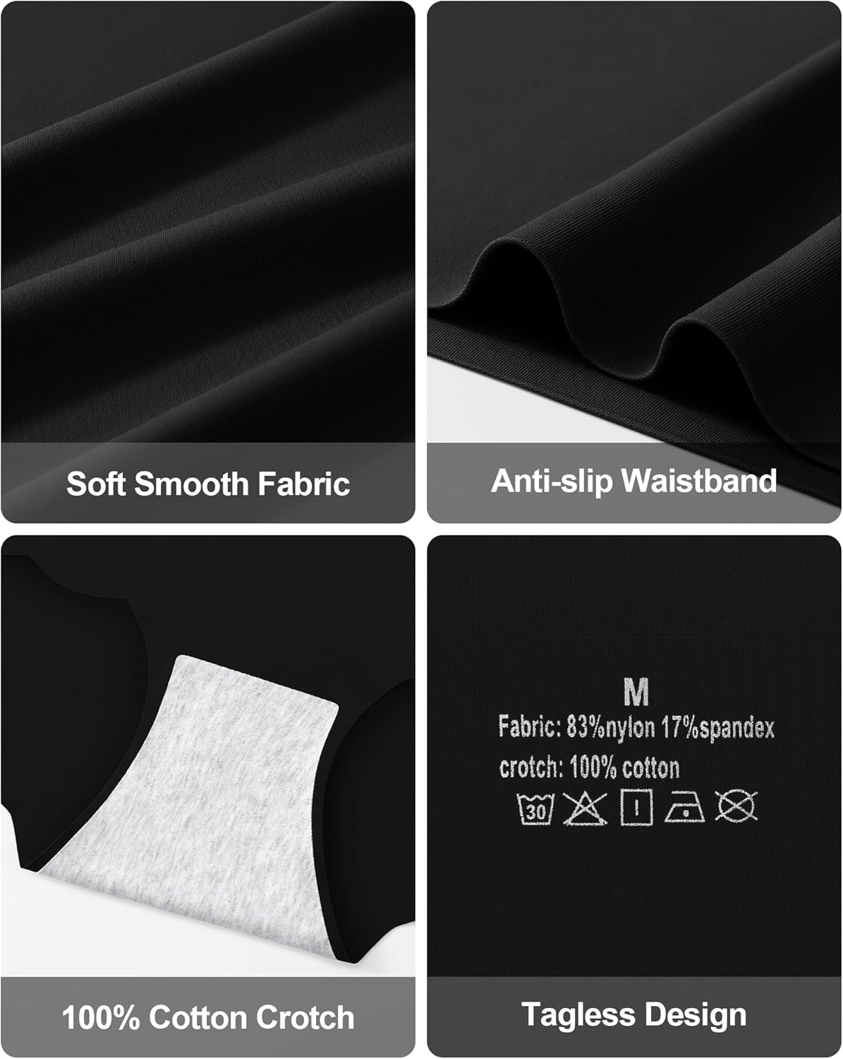 ASIMOON Seamless Underwear for Women No Show High Waisted Panties Tagless Wave Edge Full Coverage Ladies Briefs Multi Pack - Image 5