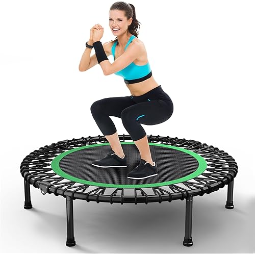 HYD-Parts 40"/48“ Rebounder Trampoline for Adults with Bungee Cords, Portable Fitness Exercise Mini Trampoline, Small Rebounder Indoor/Outdoor, Quiet Workout Equipment, 450lbs/550lbs