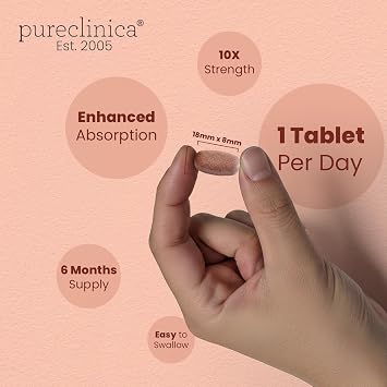 Pureclinica Bilberry Extract 1000mg (10:1) per Tablet – with Black Pepper Extract – 180 Tablets – High Strength – 6 Month Supply