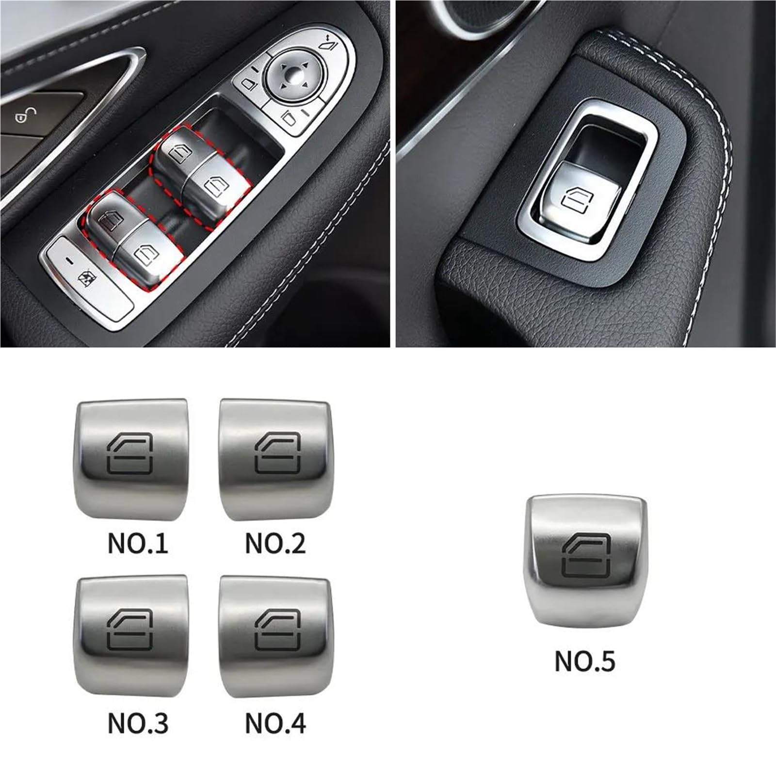 Bouton-poussoir Lève-vitre Pour Benz W205 W253 Bouton Commutation Fenêtre Électrique Voiture Couvercle C Pour GLC Pour Classe C180 Pour GLC260(1 jeu)