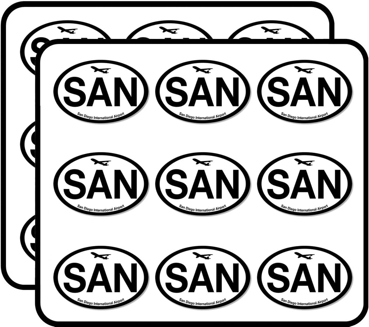 Oval SAN Airport Code san Diego Calif Airlines us Sticker