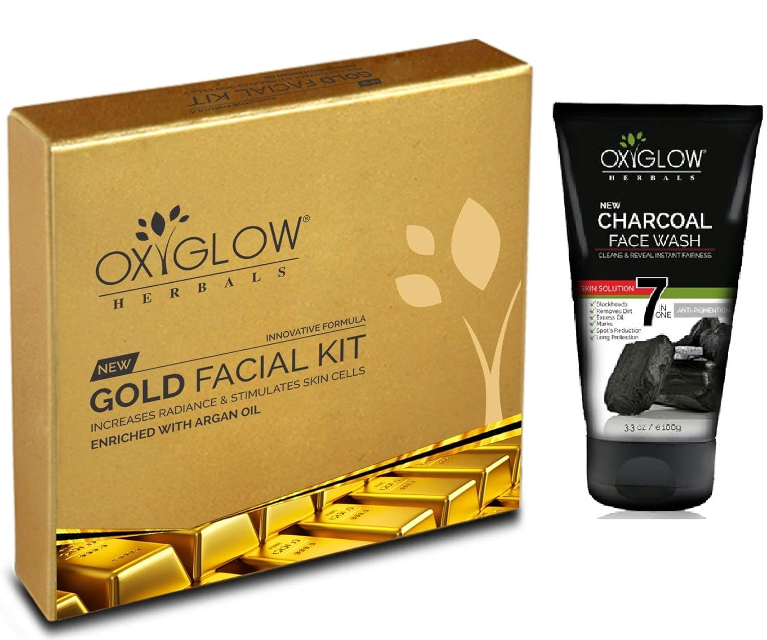 OxyGlow Gold Facial Kit 63gm with OxyGlow Charcoal Face Wash 100ml