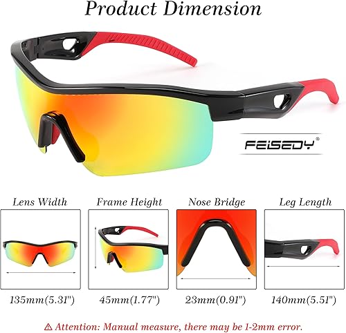 Miniatura 5 de FEISEDY Gafas de sol para hombre, gafas de sol polarizadas para ciclismo, UV400, deportes, béisbol, correr, pesca, senderismo, sombras B2372