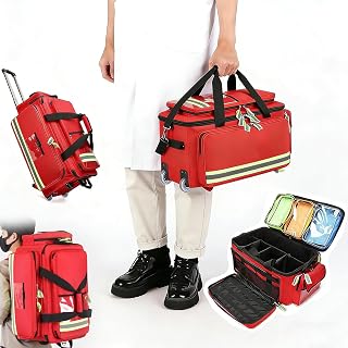 First Wheel Response Bag, Large Capacity Storage Bag (Empty), Fire Retardant&1800D Oxford Cloth, Emergency Kits Storage Jump Bag Pack with Departments, for Police, Fire Fighters, Nurses