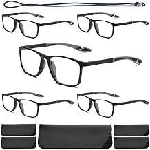 TR90 Blue Light Blocking Reading Glasses with Pouches & Lanyard,Cheaters
