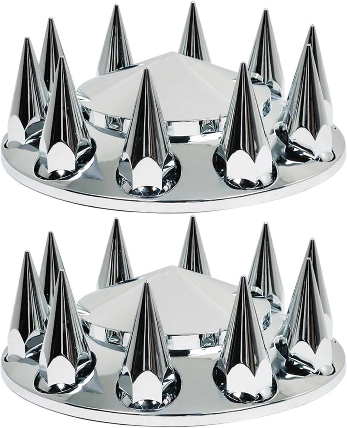 waltyotur 33mm Nut Covers Spiked Front Axle Cover Kits Replacement for Semi Truck ABS Chrome Plastic