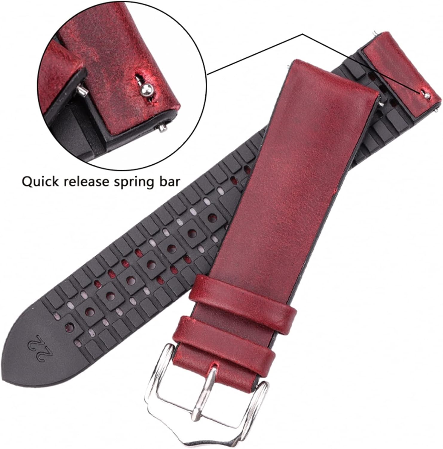 YYJzsw Cowhide And Silicone Watch Strap Bracelet 18 20 22mm Men Women Waterproof Breathable Watchbands Watches Clock Accessories