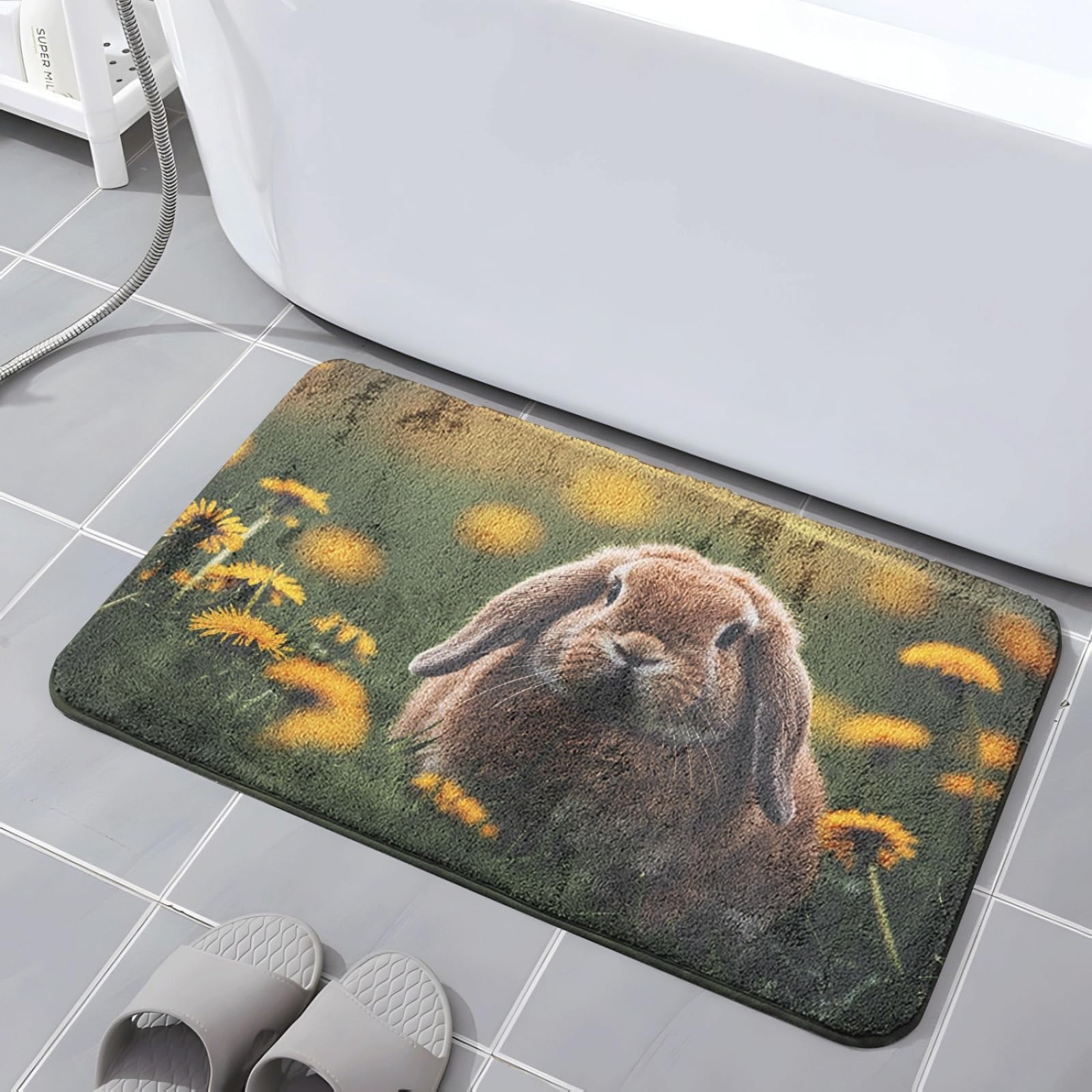 Alfombra De Baño 50X80Cm Conejo Gris Alfombras Baño Antideslizante,Microfibra Absorbente Alfombrilla,Lavable A Máquina,Suave Y Acogedora,para Dormitorio Sala Estar