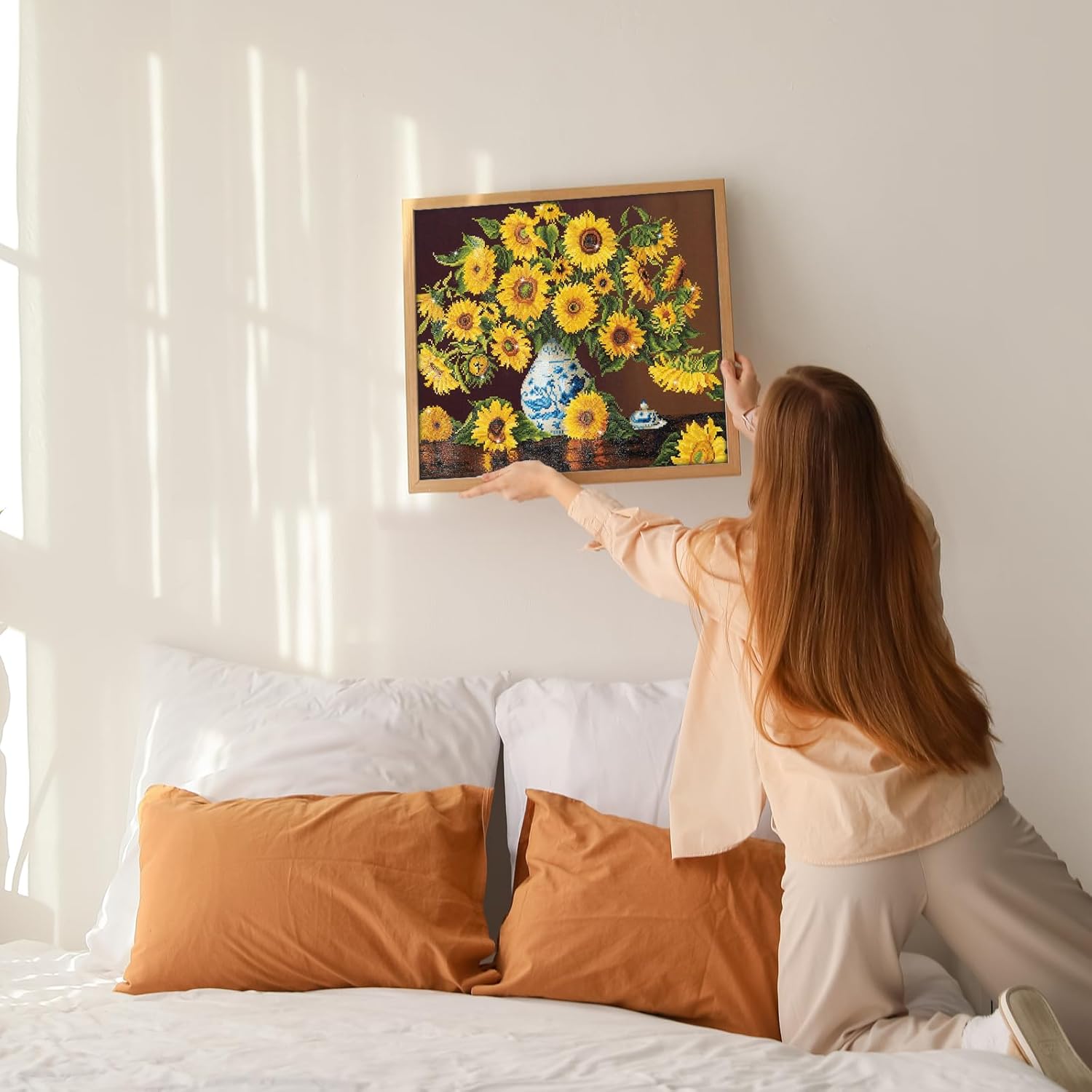 DIAMOND DOTZ Sunflowers in a China Vase Floral Diamond Painting Kits for Adults - Diamond Art Kits a Relaxing Creative Craft Kit with Dotz Gems 22"x28"