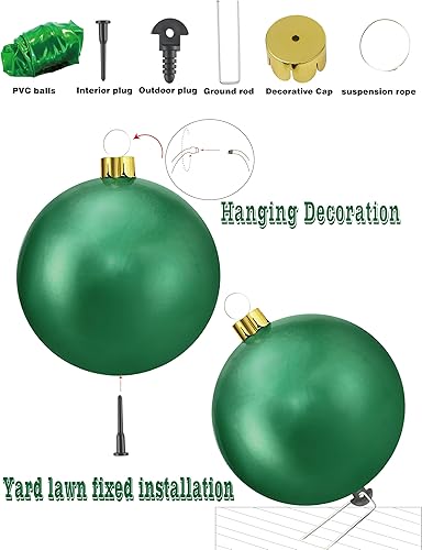 Miniatura 2 de Adornos inflables de Navidad, de 18 o 25 pulgadas, adornos de bolas de Navidad de gran tamaño para exteriores, decoración de árbol de Navidad para