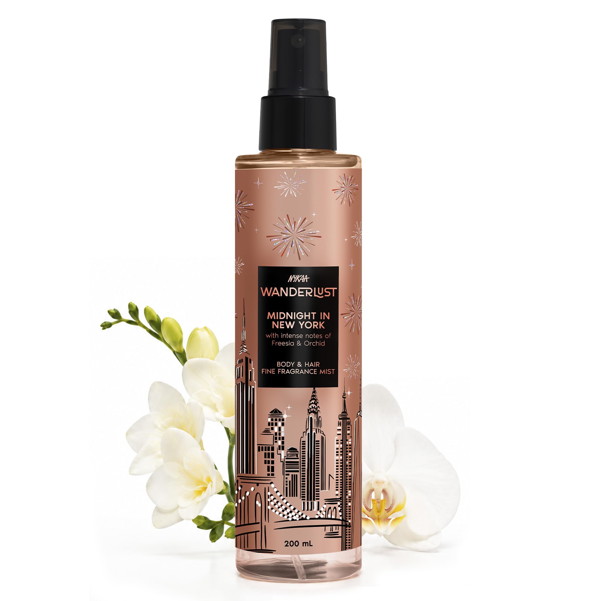 Nykaa Wanderlust Midnight in New York Body & Hair Fine Fragrance I | Perfume Mist for Women – 200 ml I Orchid & Musk | | Long–Lasting, Travel‐Friendly, Vegan,Paraben‐Free, IFRA Certified-image-43