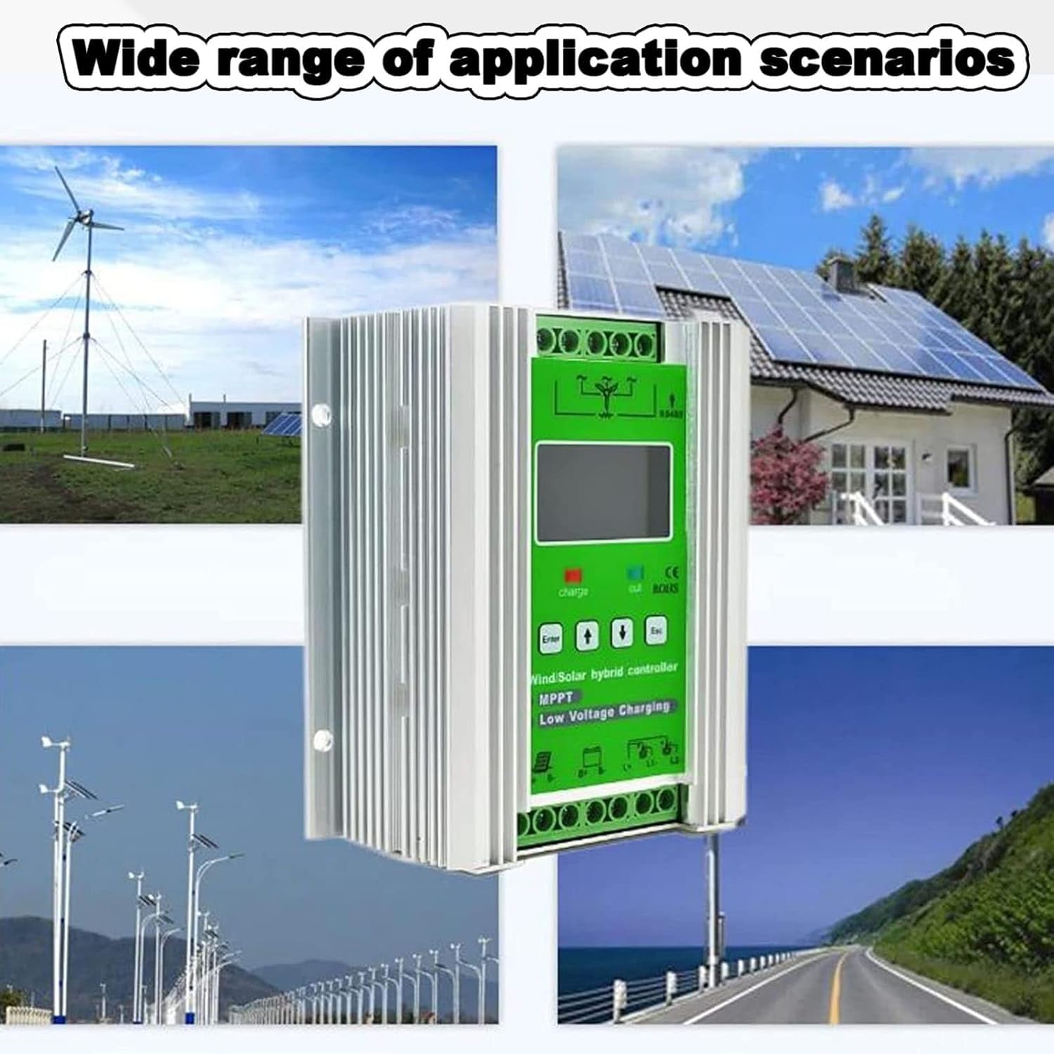 Hybrydowy Kontroler ładowania Wiatru Słonecznego Z Obciążeniem Zrzutu Dla Generatora Turbiny Wiatrowej O Maksymalnej Mocy 800 W Panel Słoneczny O Mocy 800 W Akumulator 12 V, 12V, 800W